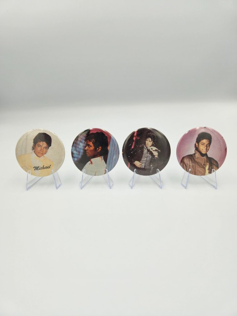 Vintage Michael Jackson Pin Button Set of 4 Collectible 2.25" Pins Badge